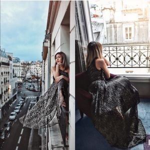 TALULAH Silver and Black One Shoulder Gown for Prom